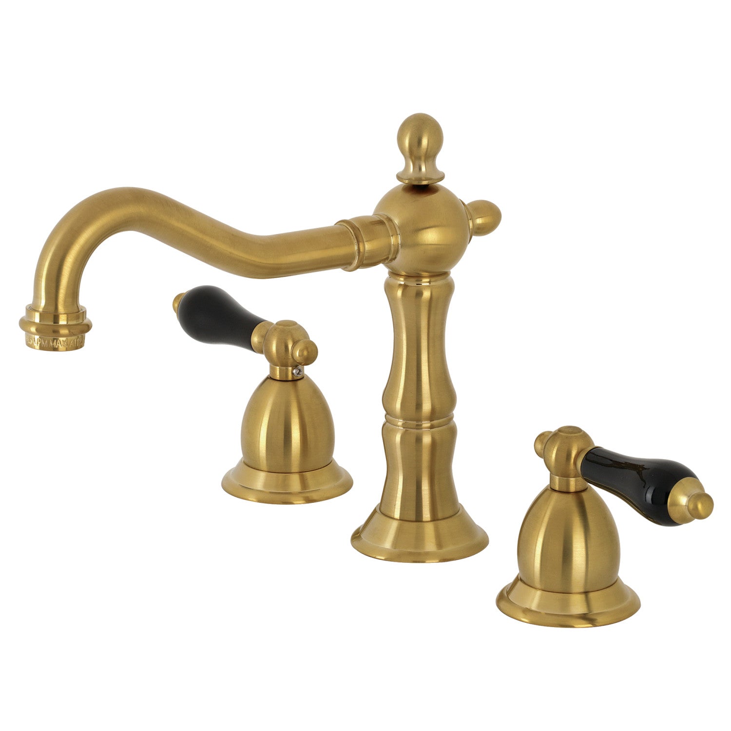 Kingston Heirloom KS1977PKL - Duchess Two-Handle 3-Hole Deck Mount Widespread Bathroom Faucet with Brass Pop-Up, Brushed Brass — image 1